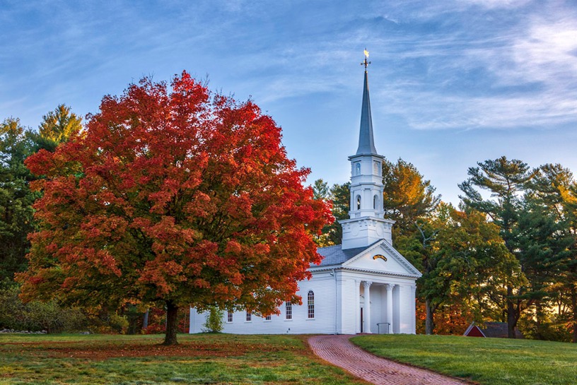 Grist Mill and Martha-Mary Chapel in Sudbury, Massachusetts